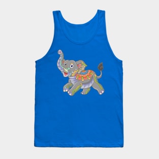 Elephant Frolic Stained Glass Zentangle Tank Top